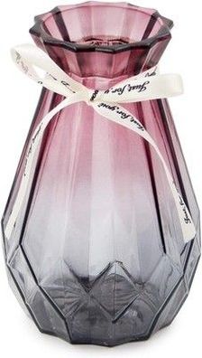 Offidix Glas-Vase Farbverlauf, Mehrfarbig geometrischem facettiertem Design Lila
