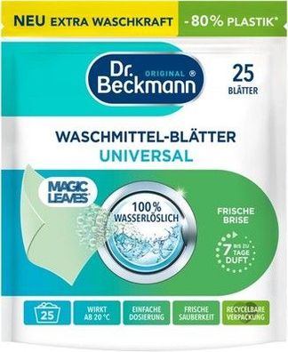 Dr. Beckmann MAGIC LEAVES Waschmittel-Blätter Universal | vordosiert, 25 Blätter