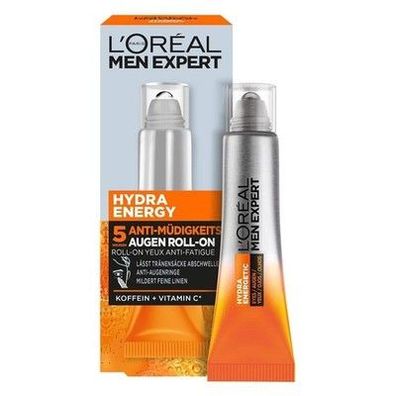 L'Oréal Men Expert Augen Roll-On gegen müde Haut für Männer, Hydra Energy, 10 ml