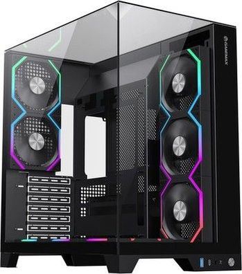 Gamemax Infinity PRO BK ATX PC-Gehäuse Schwarz mit Glas, 5X ARGB PWM-Lüfter