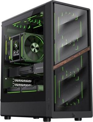 Gamemax AERIS 330 MB M-ATX PC Gehäuse, Gaming Case mit 4 ARGB Lüftern, 330mm GPU