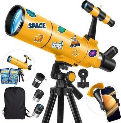 Teleskop Astronomie Profi für Erwachsene & Kinder, 80mm Öffnung 500mm mit Stativ