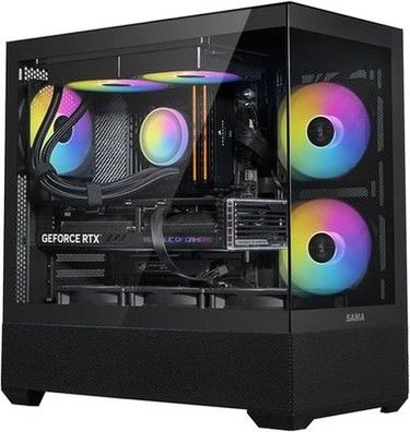 SAMA V40 Mid-Tower-ATX-Gehäuse 6 × 120 mm ARGB-PWM-Lüfter vorinstalliert schwarz
