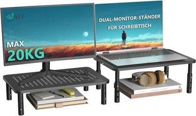 WALI Monitorständer 3 Höhenverstellbare Monitor Erhöhung bis zu 20 kg (STT003-2)