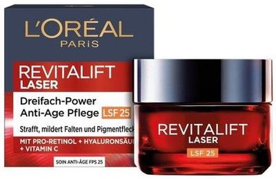 L'Oréal Paris Anti-Aging-Tagescreme LSF 25 mit Dreifachpower für Frauen: 1x 50ml