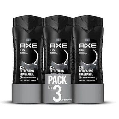 Axe 3-in-1 Duschgel & Shampoo Black XL für Frische und Duft - (400 ml 3 Stück)