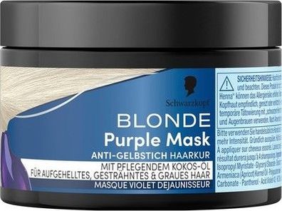 Schwarzkopf Blonde Purple Mask (150 ml), Purple Mask mit Anti-Gelbstich Effekt