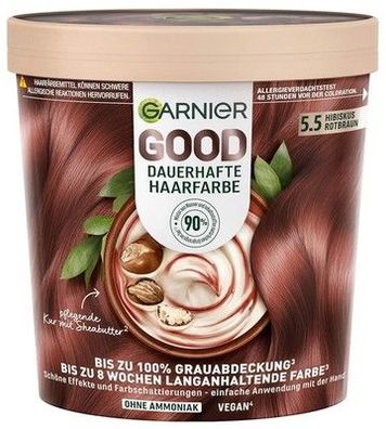 Garnier GOOD Dauerhafte Haarfarbe 5.5 Hibiskus Rotbraun Coloration ohne Ammoniak