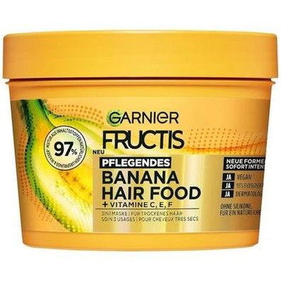 Garnier Fructis Pflegende Bananen Haarmaske, Leave-In für trockenes Haar, 400ml