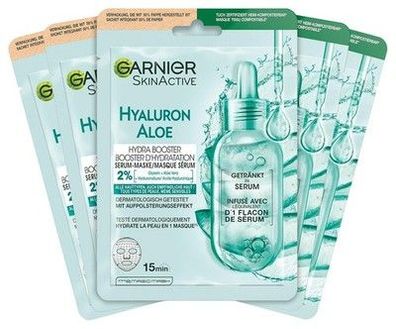 Garnier Serum-Tuchmasken-Set Aloe Vera für alle Hauttypen, Erfrischend (5x 28g)
