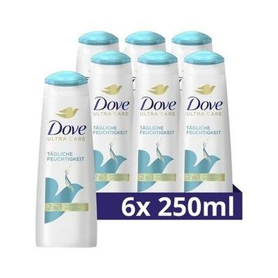 Dove 2in1 Shampoo & Spülung täglich Feuchtigkeitspflege intensive Pflege 6x250ml