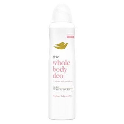 Dove Whole Body Deo Himbeer- & Rosenduft Deospray mit 0% Aluminiumsalze, 150 ml