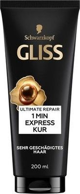 Gliss 1-Minute Intensivkur Ultimate Repair (200 ml) Haarkur mit Keratin für Haar