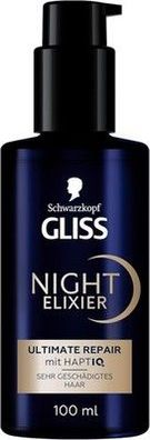 Gliss Night Elixier Ultimate Repair (100 ml), Haarserum für geschädigtes Haar