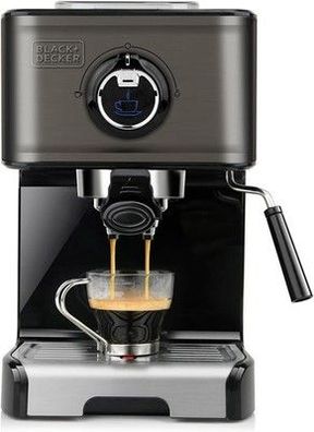 BLACK+DECKER BXCO1200E - Espressomaschine, 15 Bar, 1.200W, Edelstahl, schwarz