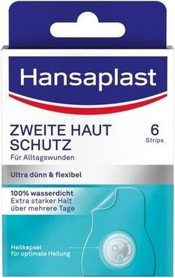 Hansaplast Pflaster Zweite Haut Schutz Regulär (6 Strips), Hydrokolloid-Pflaster
