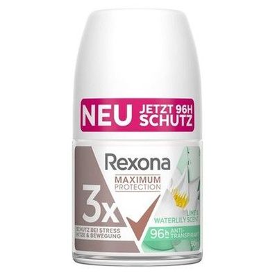 Rexona Maximum Protection Deo Roll-On Lime & Waterlily Anti Transpirant, 6x50ml