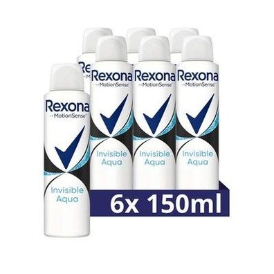Rexona Women Anti Transpirant Spray Aqua Deospray 48 Std Schutz, 6 x 150 ml