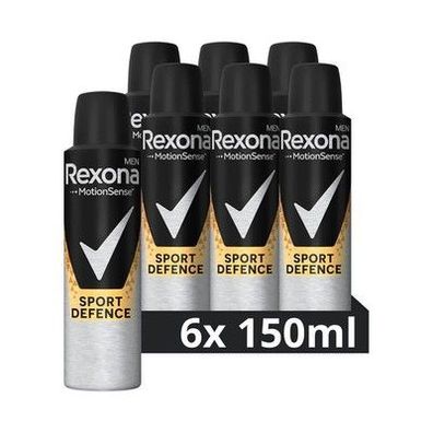 Rexona Men Anti Transpirant Spray Sport Defence Deospray 48 Std Schutz, 6x150ml