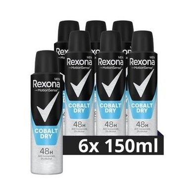 Rexona Men MotionSense Deo Spray Cobalt Dry Anti-Transpirant - 6 x 150 ml