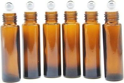 YIZHAO 6 Stk. Braun 10ml Roll On Glasflaschen für Ätherisches Öl, Leer Flasche