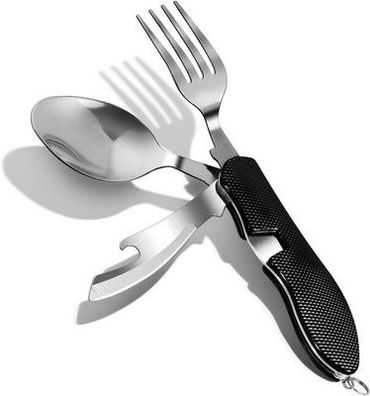 ZIMAIC Campingbesteck Klappbesteck, Edelstahl Camping Besteck 4-in-1 Feldbesteck