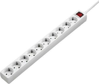 Hama 10-Fach Steckdosenleiste mit Schalter (3m Kabellänge, max. 3500W) weiß