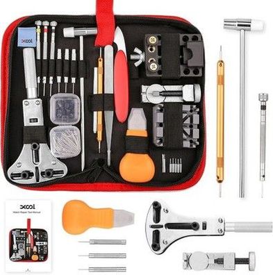 XOOL Professionelles 151-teiliges Uhren-Reparatur-Set, Gehäuseöffner, Pinzette