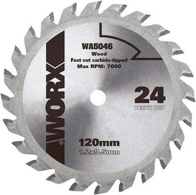 WORX WA5046 TCT Sägeblatt 120 mm – 24 Zähne – 120mm (Durchmesser) x 1,2mm x 9