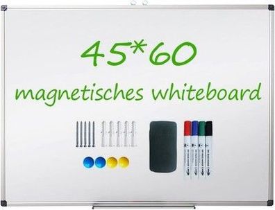 XIWODE Whiteboard 60cm x 45cm mit Stiftablage, Pinnwand Tafel, Magnettafel
