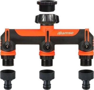 IBamso 3-Wege Verteiler, 3/4 Zoll Wasserverteiler, Anschlussmöglichkeit - Orange