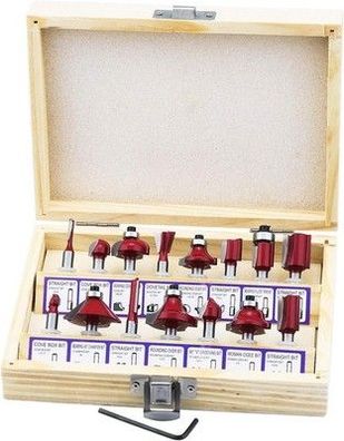 Hseamall 15 tlg. Fräser Set 6.35mm Schaft Fräser für Oberfräse Holzfräser Koffer