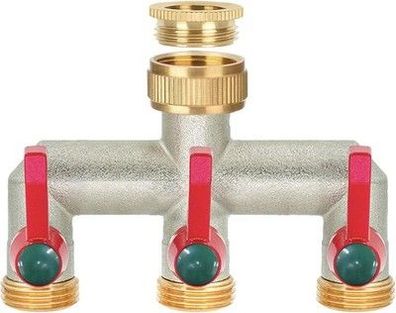 IBamso 3-Wege Verteiler 3/4 Zoll Wasserverteiler 3-Wege aus vernickeltem Messing