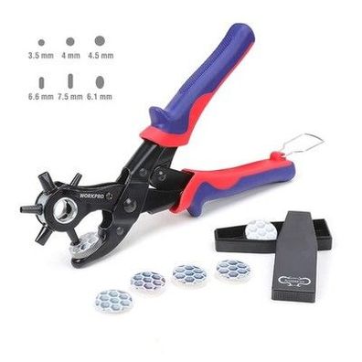 Workpro Revolverlochzange Lochzange Gürtel Leder Gürtel Puncher 255 mm Locher