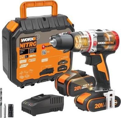 WORX NITRO 18V (20V MAX) Akku-Schlagbohrer WX354.1 + 2x Akku & Ladegerät, Koffer