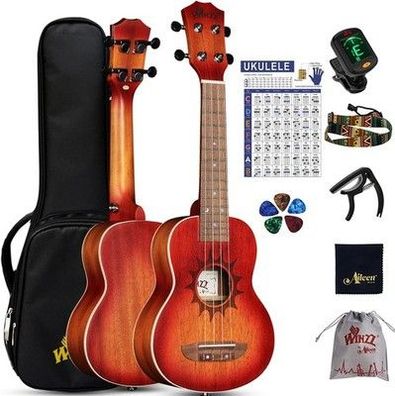 Winzz Ukulele Kinder Sopran Ukulele Erwachsen Anfänger Set Mahagoni-Holz 21 Zoll