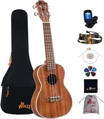 Winzz Ukulele Konzert 23 Zoll Erwachsene Kinder Anfänger Set, Ukulele Holz KOA