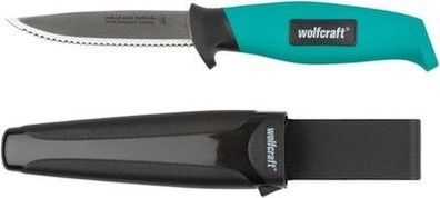 Wolfcraft Outdoormesser mit gezahnter Klinge und Köcher I 4086000 I Messer