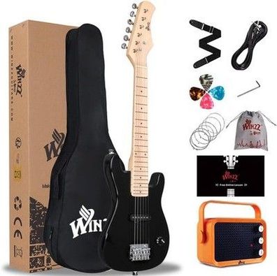 Winzz 30 Zoll Mini E-Gitarre Kinder Ahorn Griffbrett Elektrische Gitarre klein