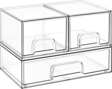 Vtopmart Boxen Aufbewahrung mit 3 Schubladen, Clear Schminktisch Organizer