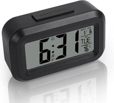 Vicloon Wecker Digital, LCD Display Tischuhr mit Snooze, 12/24 Stunden, schwarz