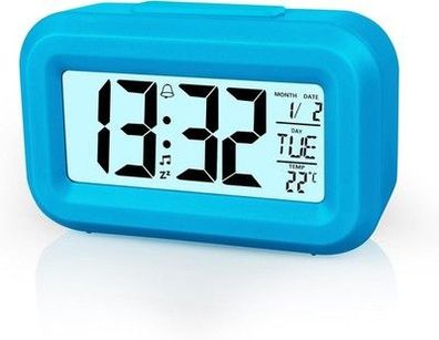 Vicloon Wecker Digital, LCD Display Tischuhr mit Snooze, 12/24 Stunden, Blau