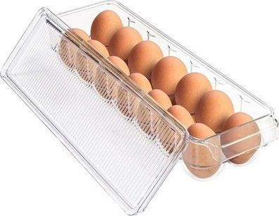 KICHLY Eierbehälter für kühlschrank -Eierbox mit 14 Fächern, Deckel und Griff