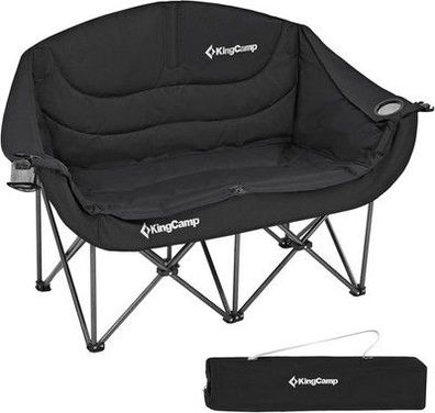 KingCamp Camping-Stuhl XXL für 2 Personen mit Becherhalter (53T x 138B x 92H cm)