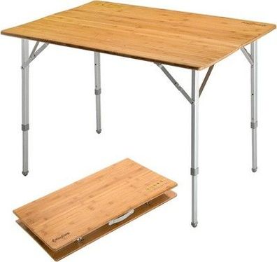 KingCamp Falten Bambus Camping-Tisch Klapptisch Verstellbar (100T x 72B x 65H)