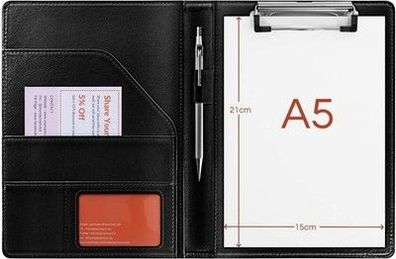 Klemmbrett A5 Mappe Schreibmappe - Schreibblock , Kunstleder, 23,5L x 18B - Büro