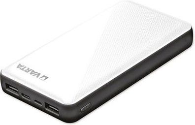 VARTA Power Bank 15000mAh, Powerbank Energy mit 4 Anschlüssen (in weiß)