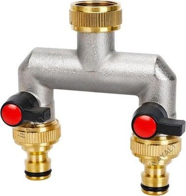 VAYALT 2-Wege Wasserhahn Wasserverteiler, Verteiler Wasser 3/4 Zoll Messing