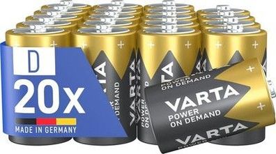 VARTA Batterien D Mono, 20 Stück, Power on Demand, Alkaline, Vorratspack, smart