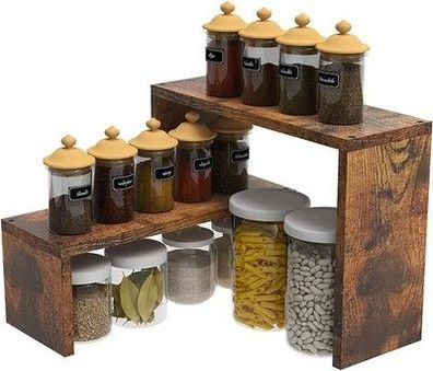 Vedecasa 2 stapelbare, erweiterbare Ecke Gewürzregal für die Küche, Organizer
